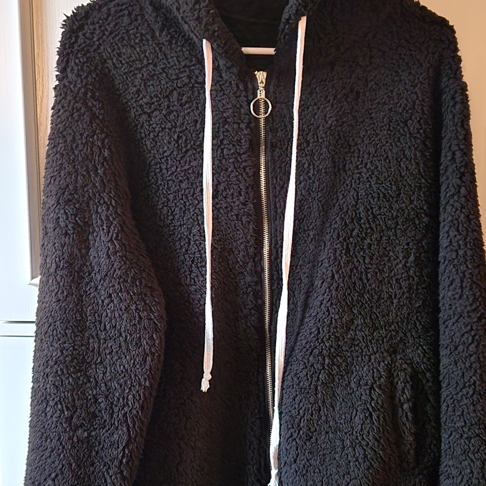 Fuzzy Black Sherpa Hoodie